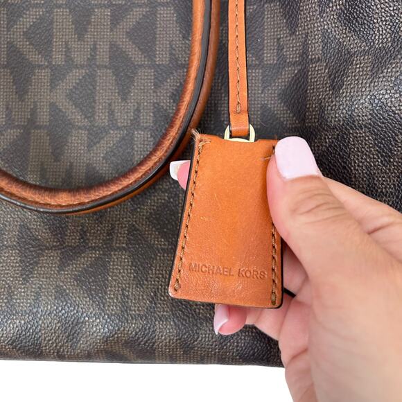 Michael Kors Hamilton Large Satchel Tote Brown Monogram - Picture 3 of 9